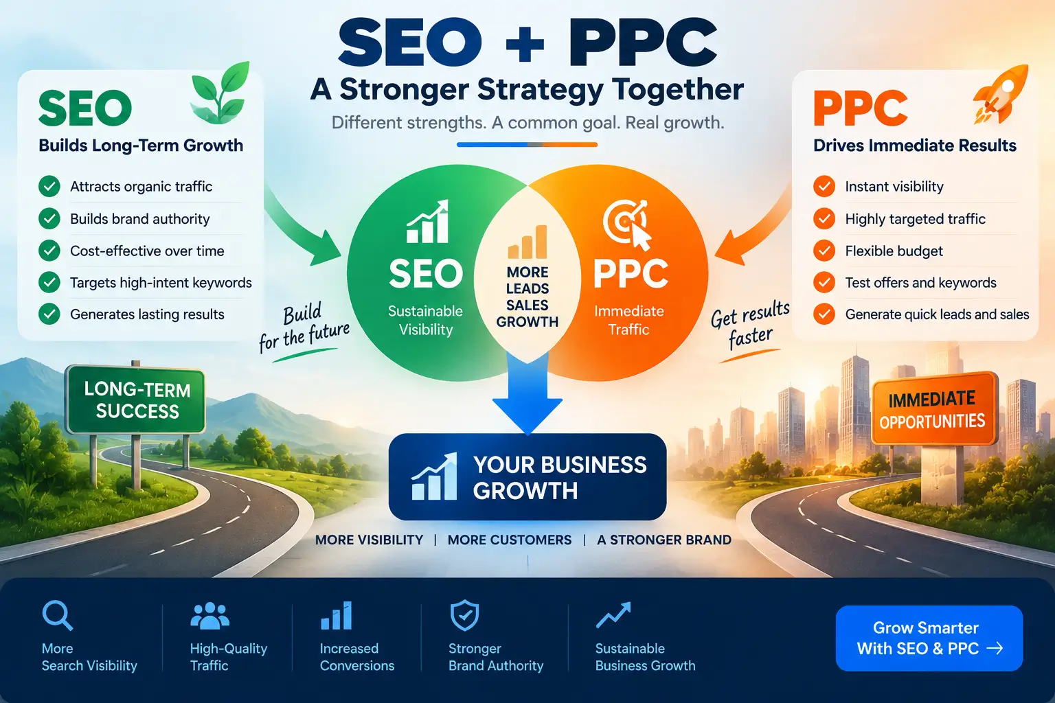 SEO vs PPC strategy showing organic search and paid advertising working together | Mahmud Jibon | WordPress Developer in Bangladesh 